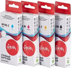 Набор струйных картриджей SI64BAB001 (451XLBK/451XLC/451XLM/451XLY) для Canon PIXMA MG5440/5540, 6340/6440/7140, MX924, iP7240, водорастворимый тип чернил, (черный, голубой, пурпурный, желтый), 4 шт в наборе