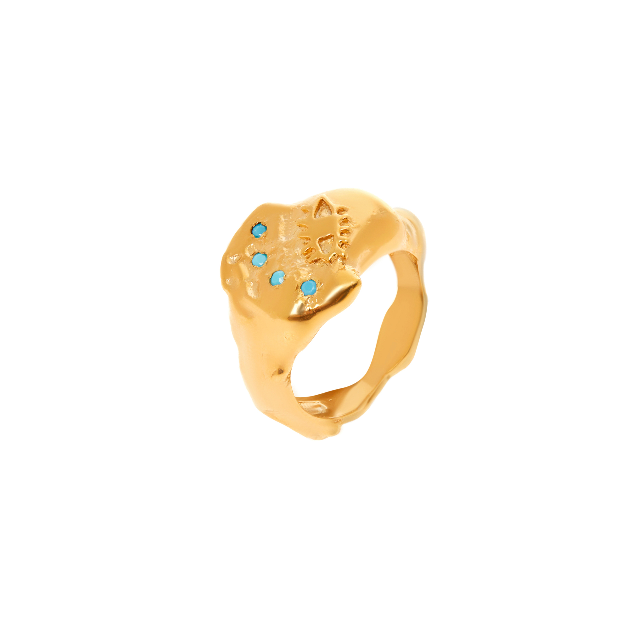 HERMINA ATHENS Кольцо Kressida Signet Ring Turquoise Gold