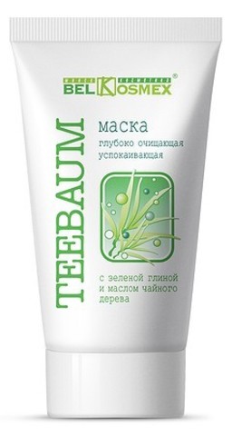 BelKosmex  TEEBAUM Маска глубоко очищающая успокаивающая с зелен.глиной  100г