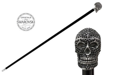 Трость мужская Pasotti Black Swarovski® Skull Cane, Италия.