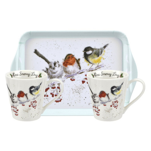 Набор кружек 2шт на подносе Pimpernel Забавная фауна Зимний день