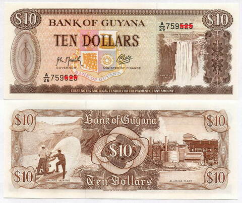 Банкнота Гайана 10 долларов 2009 год A/26 759014. UNC