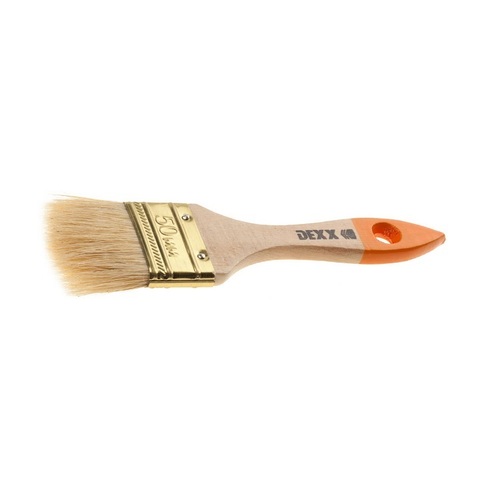 Кисть флейцевая DEXX, деревянная ручка, натуральная щетина, индивидуальная упаковка, 50мм (20шт)