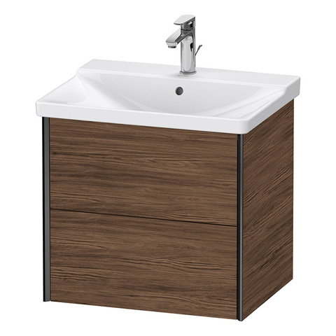 Duravit XViu Тумба подвесная 565x610x469мм, для раковины #233265, 2 ящика, цвет: walnut dark/черный матовый XV41150B221