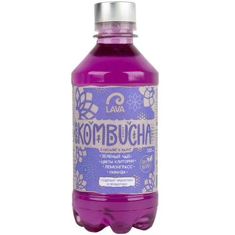 Lava SF KOMBUCHA Зеленый чай цветы Клитории, Лемонграсс, Лаванда  330мл