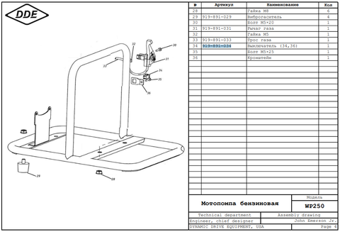 Выключатель зажигания DDE WP250/PN25-II