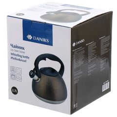 Чайник нерж, 2.7 л, свист, ручк бакелит, с силик покр, Daniks, индукц, золото, M-084