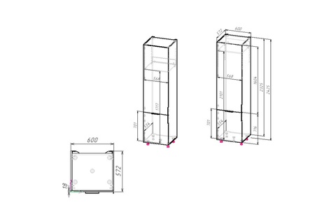 RockBerry ПХВ-600_Н10 пенал для встроенного холодильника (2 створки)