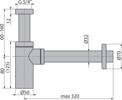 A400BLACK Сифон  для умывальника, круглый, черный-мат