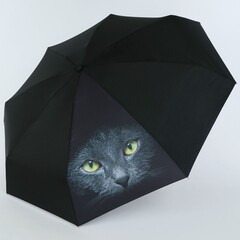 Карманный черный мини зонтик NEX с кошечкой