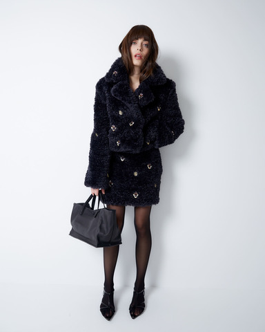 Шуба из искусственного меха Стелла Маккартни иссиня-черный