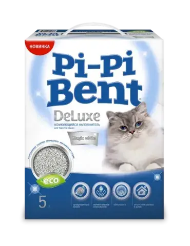 Pi-Pi-Bent DeLuxe Magic white наполнитель комкующийся 5л