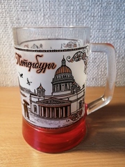 Кружка стекло пиво 0.5 от Художника бронза с цветным дном