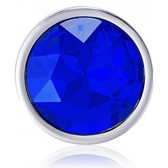 Анальная пробка Alive Anal Pleasure металл, с синим кристаллом S: 7х2,8 см