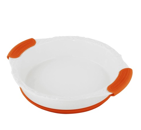 Круглое блюдо для запекания с силиконовыми ручками (36*32,5*7,5 см) - Белый