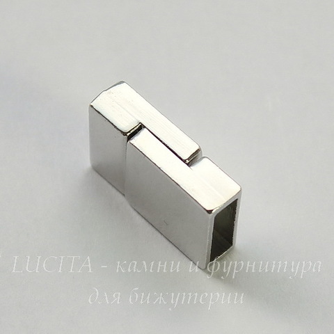 Замок для шнура 10х3 мм магнитный из 2х частей, 20х13 мм (цвет - платина)