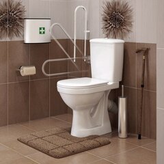 Оскольская керамика 42301120006 Унитаз-компакт Персона Комфорт, подвод воды нижний, косой выпуск, с откидным нержавеющим поручнем фото