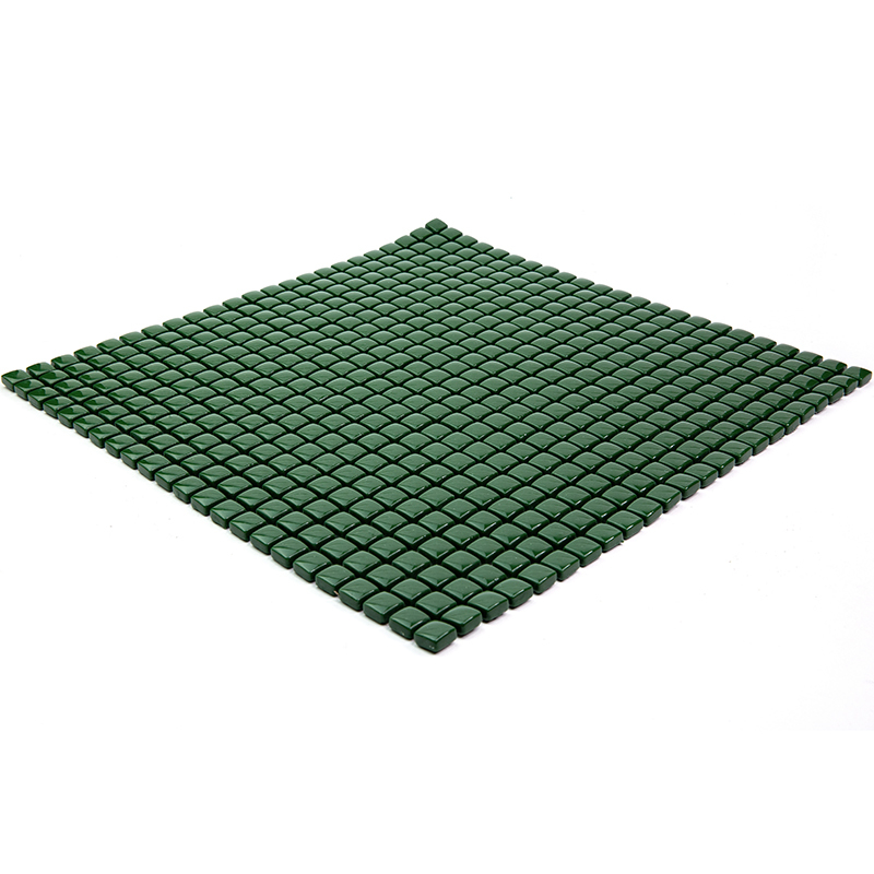 W-118 Мозаичная плитка из стекла Natural Flex зеленый темный квадрат глянцевый