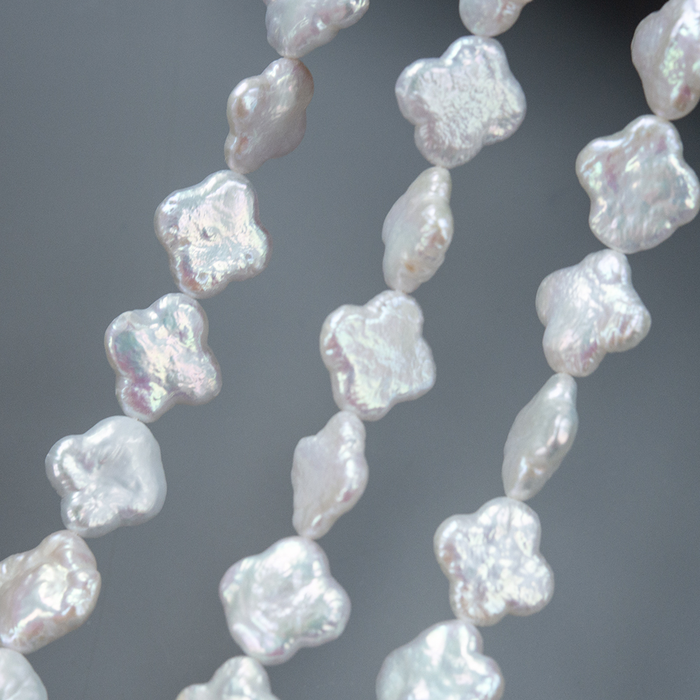 Жемчуг культивированный в форме клевера, 14мм, белый