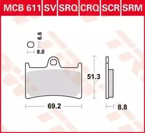 Колодки тормозные дисковые MCB611TRQ