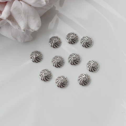 Шапочка для бусин 8 мм, родий, 10 шт, Р111