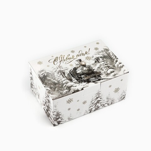 Коробка сборная одиночная Прямоугольник, С Новым годом, 22*15*10 см