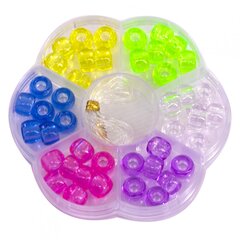 Набор для создания украшений-бусины Alingar, 80х80х12 мм, "Кристаллы", 1 вид бусин(6 цв.), 1х1,1 м леска, пластик. пенал