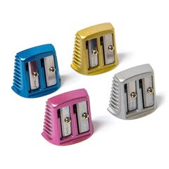 Точилка металлическая Yalong, 2 отверстия, эргономичной формы, ассорти, картонная упаковка