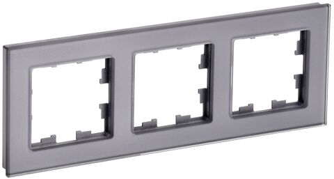 BRITE Рамка 3-мест. РУ-3-2-БрСе стекло сер. IEK
