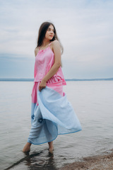 ❀ Розовый рассвет. Костюм льняной топ с юбкой макси с вышивкой 