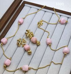 Комплект серьги + колье TORY BURCH длинное со вставками из люцита и логотипом