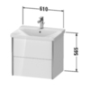 Duravit XViu Тумба подвесная 565x610x469мм, для раковины #233265, 2 ящика, цвет: walnut dark/черный матовый XV41150B221