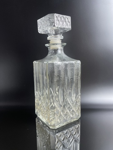 Штоф графин стеклянный с пробкой, винтаж, 23 см, СССР 1960-1980 гг