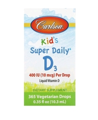 Carlson Labs, Super Daily, витамин D3 для детей, 10 мкг (400 МЕ), 10,3 мл (0,35 жидкой унции)