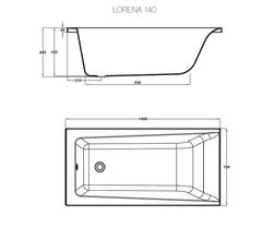 ВАННА АКРИЛОВАЯ CERSANIT LORENA 140x70 С НОЖКАМИ