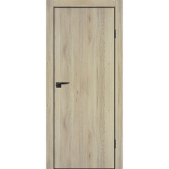 Межкомнатная дверь P-1 кромка ABS чёрная ПВХ дуб молочный глухая