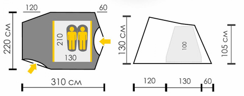 Картинка палатка туристическая Talberg Sund 2 Plus зелёный - 4