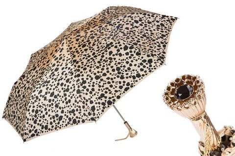 Зонт женский складной Pasotti- Leopard Print Folding Umbrella, Италия.