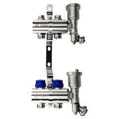 Коллектор распределительный Ридан FHF-2R set с кронштейнами и автоматическими воздухоотводчиками, 2 выходами