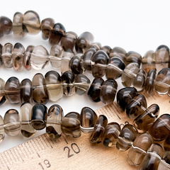 Дымчатый кварц бусины ("Раухтопаз"), фриформ, размер около 5-6*8-8,5 мм, цена за отрезок 9 см (1/4 нити)