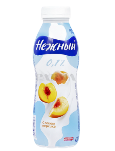 Йогуртный напиток Нежный 0,1% с сок персик 420г, шт