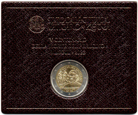 2 Евро Пьетро Перуджино. Ватикан 2023 год в буклете