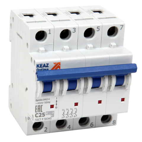 Выключатель автоматический модульный OptiDin BM63-4B16-УХЛ3 (Новый)