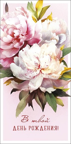 Открытка-конверт В твой День рождения, 8*17 см, 5 шт.
