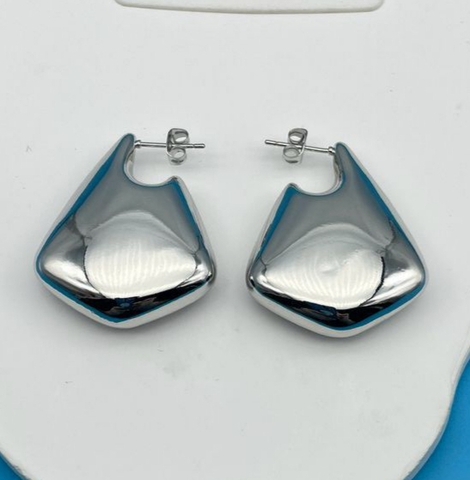 Серьги- дутые трапеция в стилистике BOTTEGA цвет серебро/золото