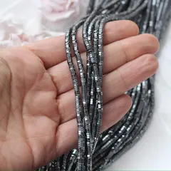 Гематин гематит, шестигранные бусины, 3*1 мм, чёрный, 1 нить, ГМ098