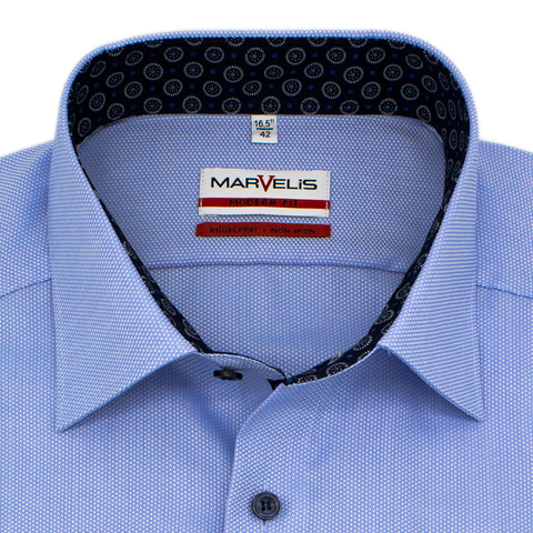 Рубашка Marvelis Modern Fit 7369/64/11 из фактурной ткани голубая
