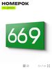 Номер на дверь 669, табличка на дверь для офиса, квартиры, кабинета, аудитории, склада, зеленая 120х70 мм, Айдентика Технолоджи