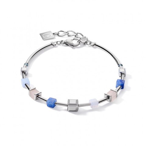 Браслет Coeur de Lion Blue-Beige 5059/30-0710 цвет бежевый, белый, синий, серебряный