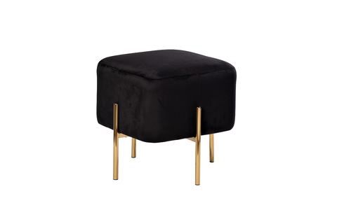 Пуф велюровый 44x42x42см Garda Decor черный на металлических опорах